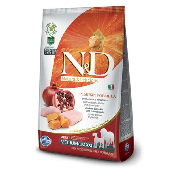 N&D Pumpkin Grain Free Chicken and Pomegranate Adult Medium & Maxi Dog Food