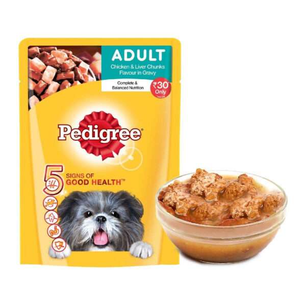 Pedigree Adult Chicken & Liver Chunks in Gravy Wet Dog Food Pouch