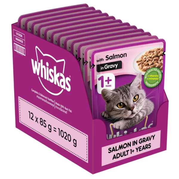 Whiskas Adult Salmon in Gravy Wet Cat Food Pouch, 85gm
