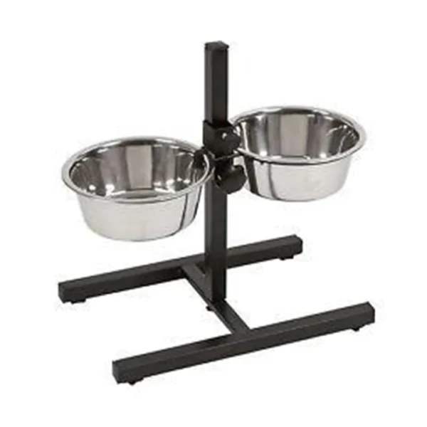 Kennel Steel Feeding Bowl With Adjustable T Stand